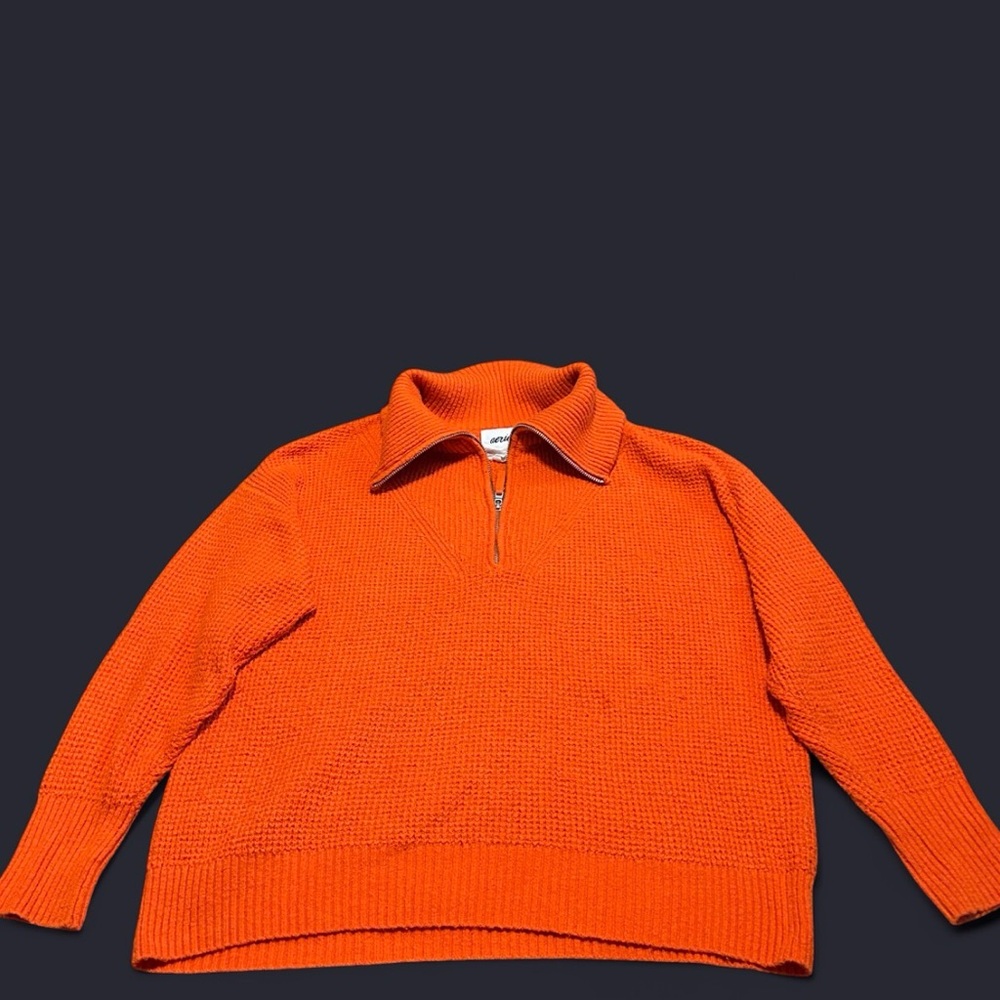 Aerie Vibrant Orange Zip-Up Sweater